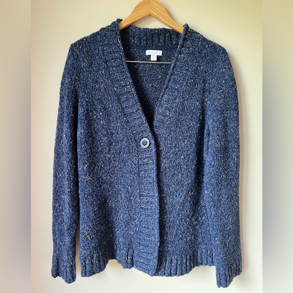 Charter Club Women's Wool Blend Navy Blue Confetti Sweater XL